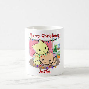 Kattristmas på mat, personlig namn kaffemugg