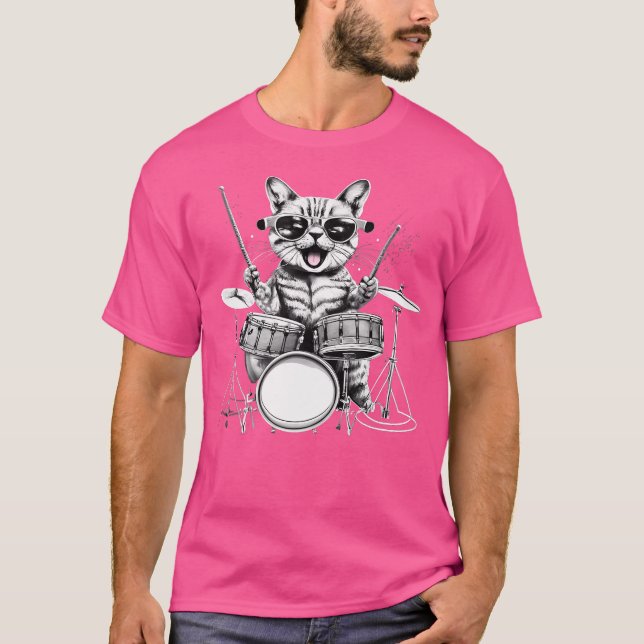 Kattrockband Trumkattslekande Trummor T Shirt (Framsida)