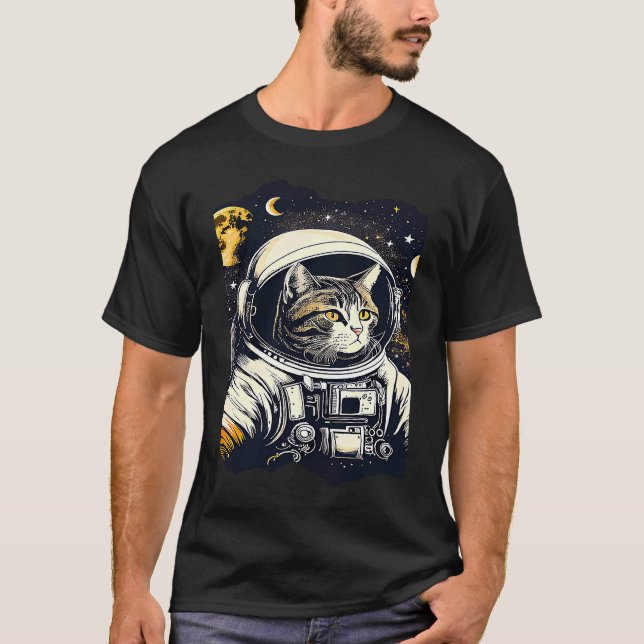 Kattrymdkat Astronaut Rymd Illustration  1 T Shirt (Framsida)