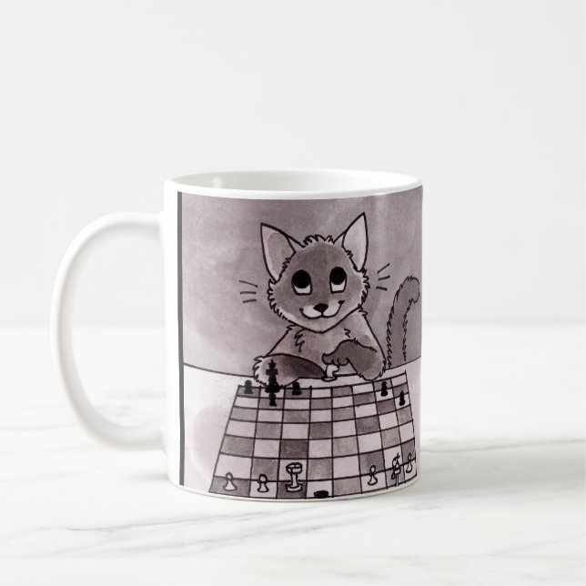 Kattschackmugg Kaffemugg (Vänster)
