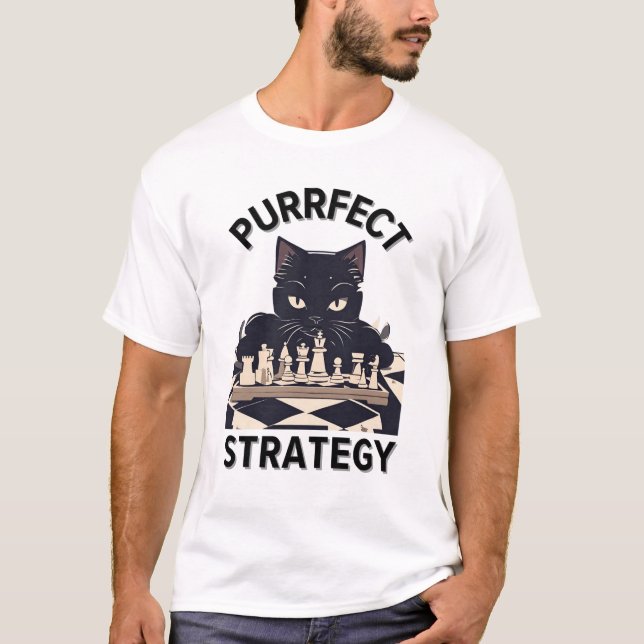 Kattschackspelaren i Purrfect-strategi T Shirt (Framsida)