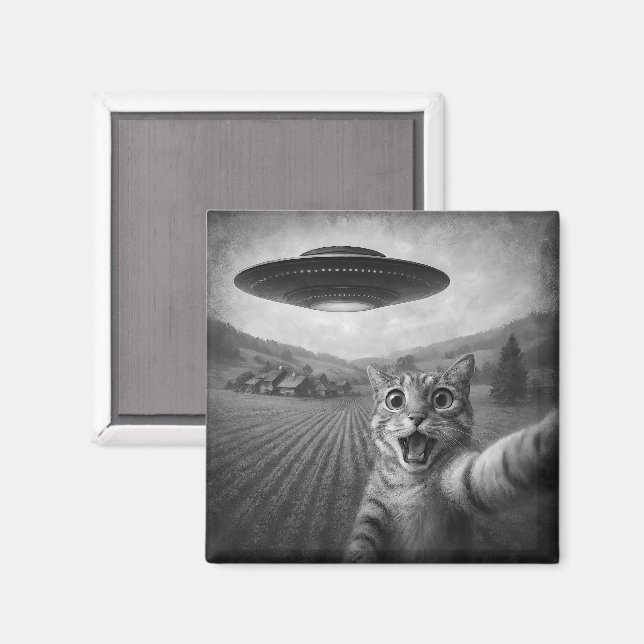 Kattselfie med UFO-fina kattgåvor Magnet (Front/Back)
