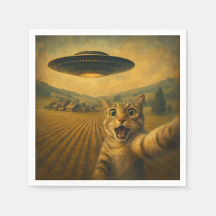 Kattselfie med UFO-fina kattgåvor Pappersservett
