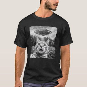 Kattselfie med utlända UFO-För manar kattkvinnor T Shirt