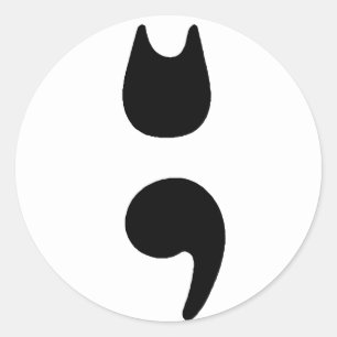 Kattsemikolonklistermärke Runt Klistermärke