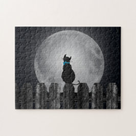 kattsilhouette på stängsel pussel