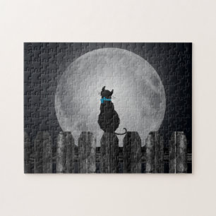 kattsilhouette på stängsel pussel