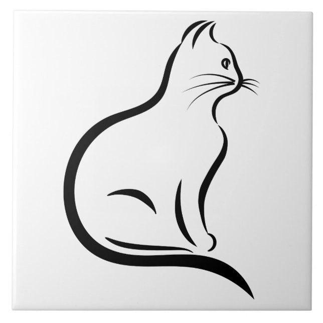 Kattsilhouetteillustration Kakelplatta (Framsidan)