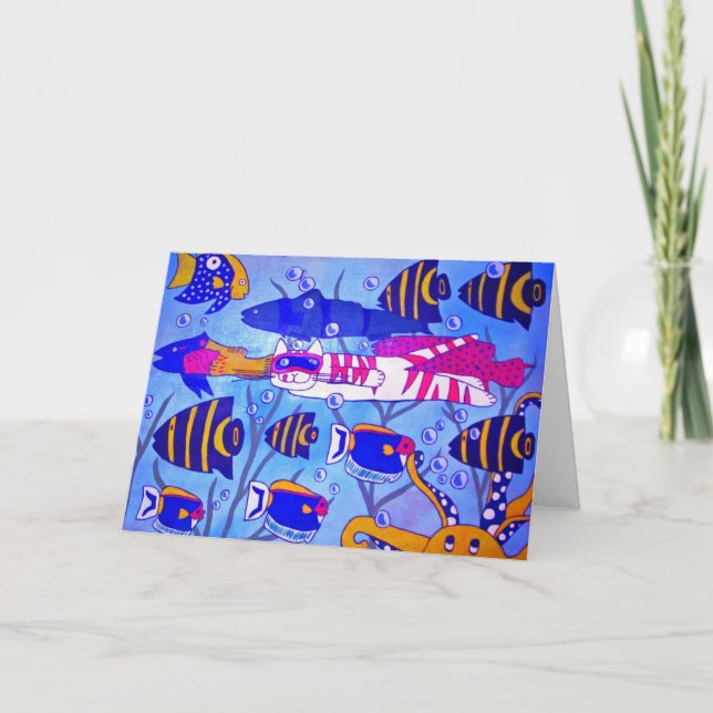 Kattsimning med fisk kort (Framsida)