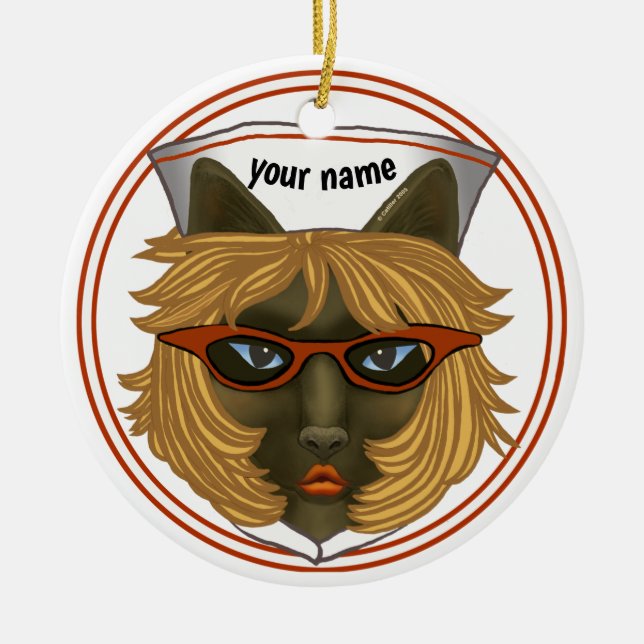Kattsjuksköterska  julgransprydnad keramik (Framsidan)