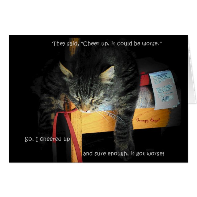 Kattskämt - nedtryckt Kattunge OBS Kort (Framsidan Horizontal)