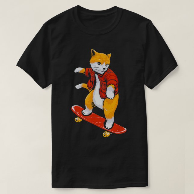 Kattskinka av kattskateboard skater i kärlek hunda t shirt (Design framsida)