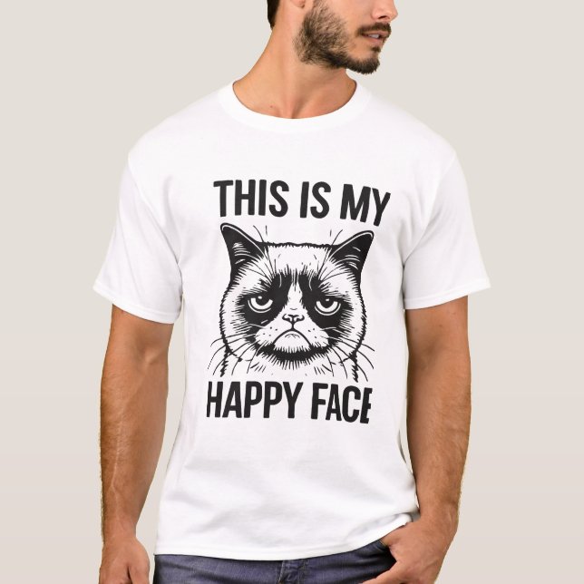 Kattskjorta, det här är min lycklig ansikte t shirt (Framsida)