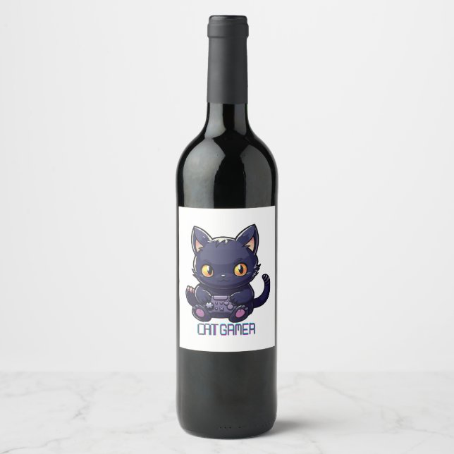 Kattspelare Vinflaska Etikett (Framsida)