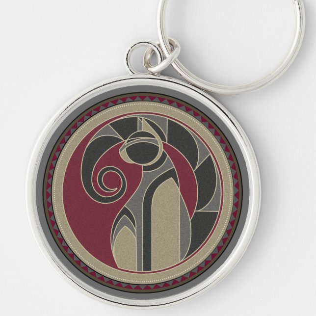 Kattsprit Rund Silverfärgad Nyckelring (Framsidan)