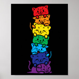 Kattstack Regnbåge Hbtq-stolt Pride Söt Lgbt Djur Poster