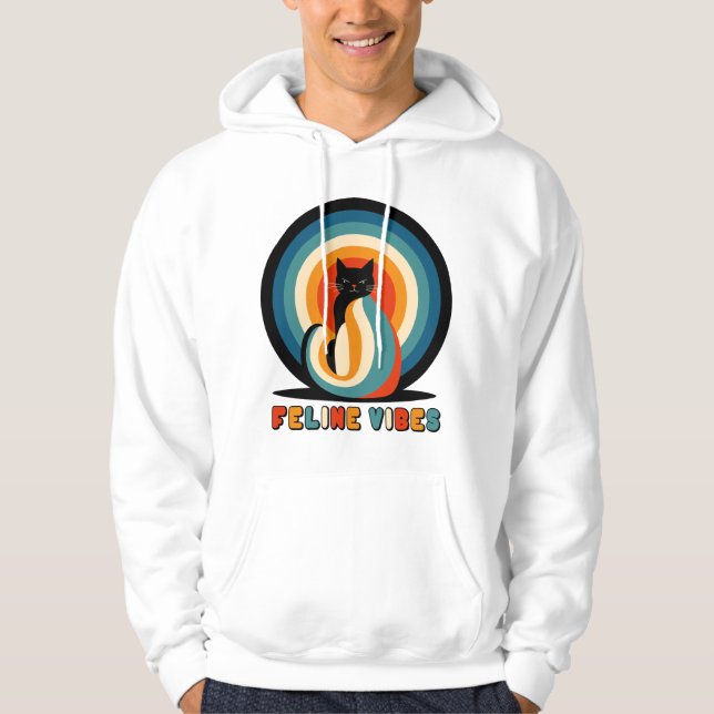 Kattstämning Retro Kattdesign Hoodie (Framsida)