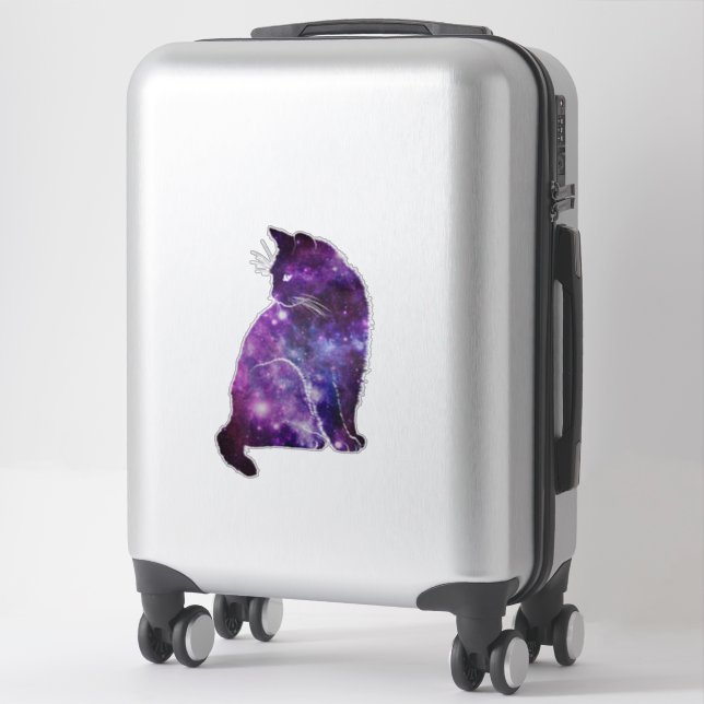 Kattstämpel för lila Space Klistermärken (Resväska)