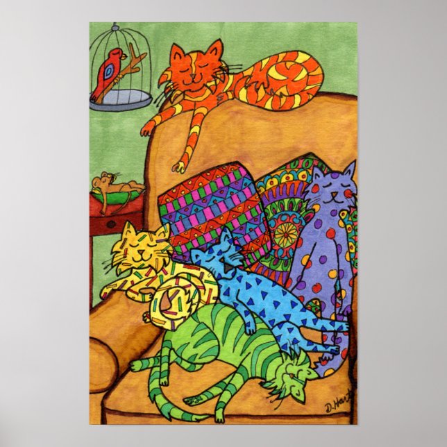 Kattstensordförande för Cats-Teckning, i färglös f Poster (Framsidan)