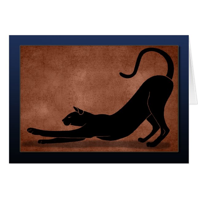 Kattstreck - blått hälsningskort (Framsidan Horizontal)