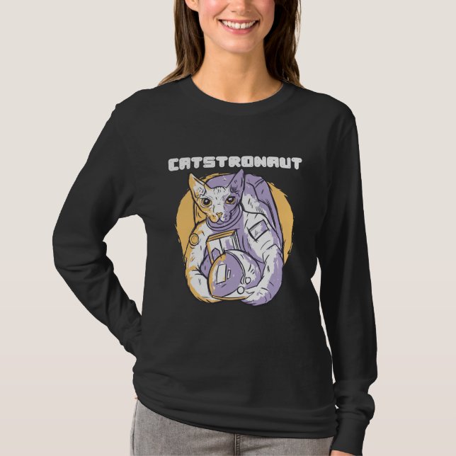 Kattstronaut Katt Kosmonaut T Shirt (Framsida)