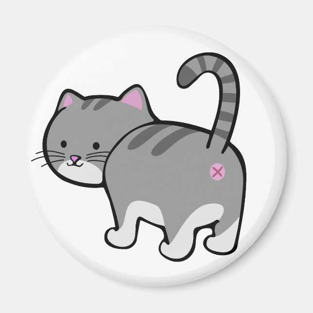 kattstumma grått tabby magnet (Framsidan)