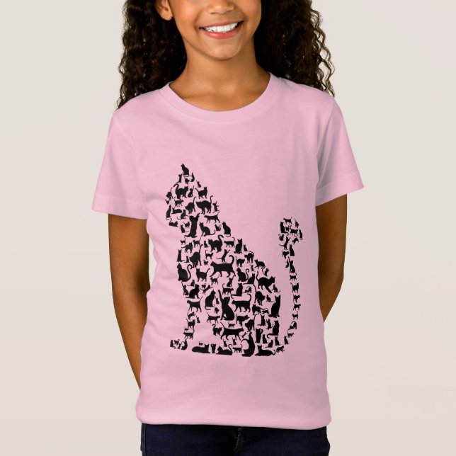 Kattsymboler, svart och vit design T-Sh T Shirt (Framsida)