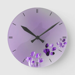 Katttass Violete Rund Klocka