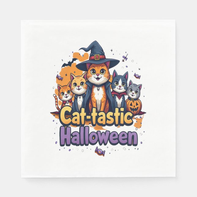 Katttastisk Halloween Pappersservett (Framsidan)