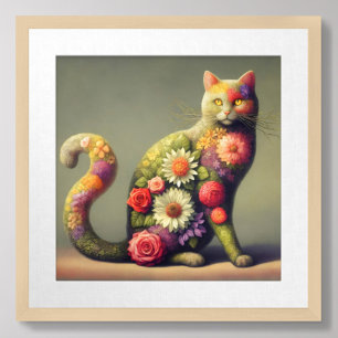 Katttopp, blommor på en katt, ekologisk katt poster