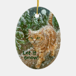 Kattträd låt det snöa prydnaden julgransprydnad keramik