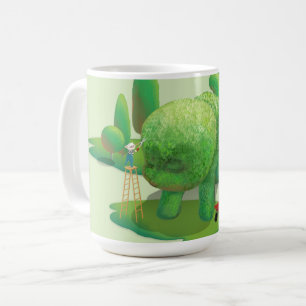 Kattträdgårdsmästare och Grönt Djur Bush Kaffemugg