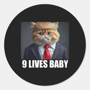 Katttrump 9 Lives Ba2-slump-minne Runt Klistermärke