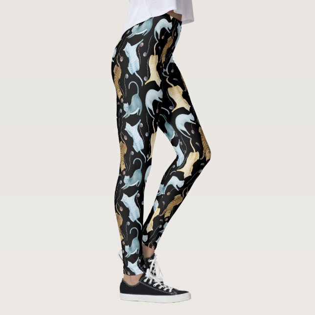 Katttryckdamasker Leggings (Höger)