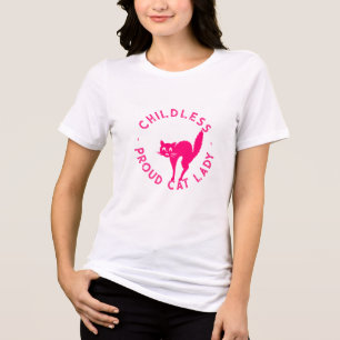 Katttypografi för barnlösa Katt Dam lustig rosa T Shirt