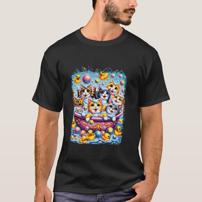 Kattunderhållning vid badet Roligt katts meme om b T Shirt (Framsida)