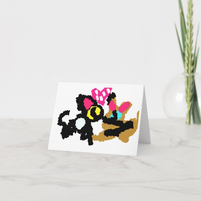 Kattungar Alla hjärtans dag  Kort (Framsida)