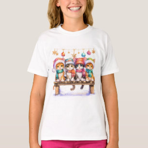 Kattungar firar jul, gosiga och söta, t shirt