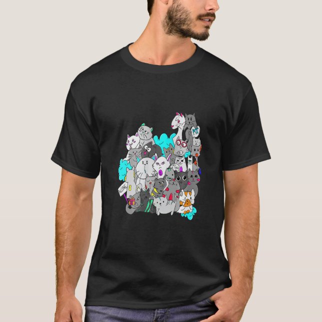 kattungar grupp fest katter t shirt (Framsida)
