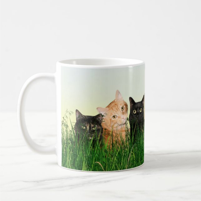 Kattungar i gräset kaffemugg (Vänster)