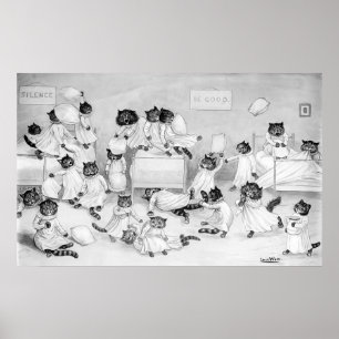 Kattungar kuddkamp, Louis Wain Poster
