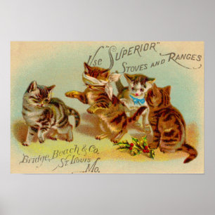 Kattungar med Victorias handelskort spelar Poster