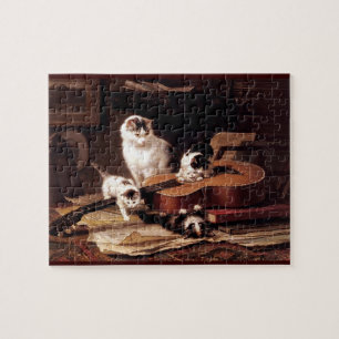 Kattungar som leker gitarren pussel