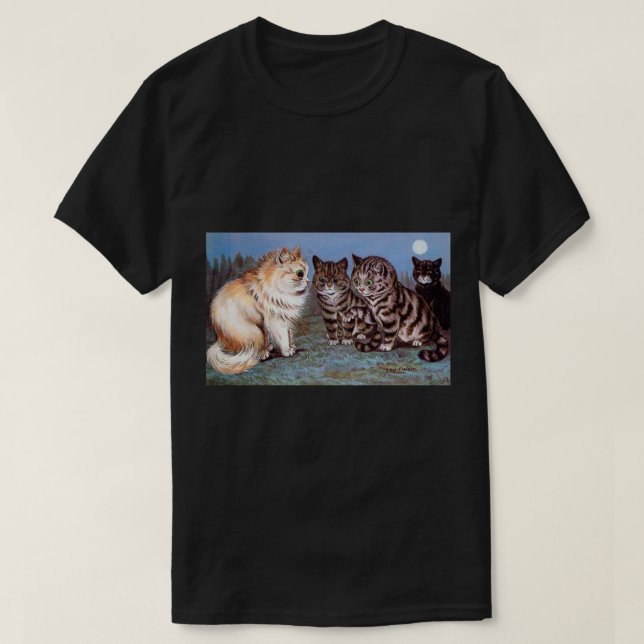 Kattungar som möter i månsken, Louis Wain Tee (Design framsida)