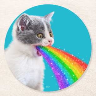 Kattungar upp regnbåge underlägg papper rund