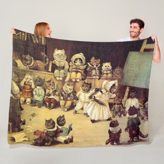 Kattungar vid en kattskola, Louis Wain Fleecefilt (På plats)