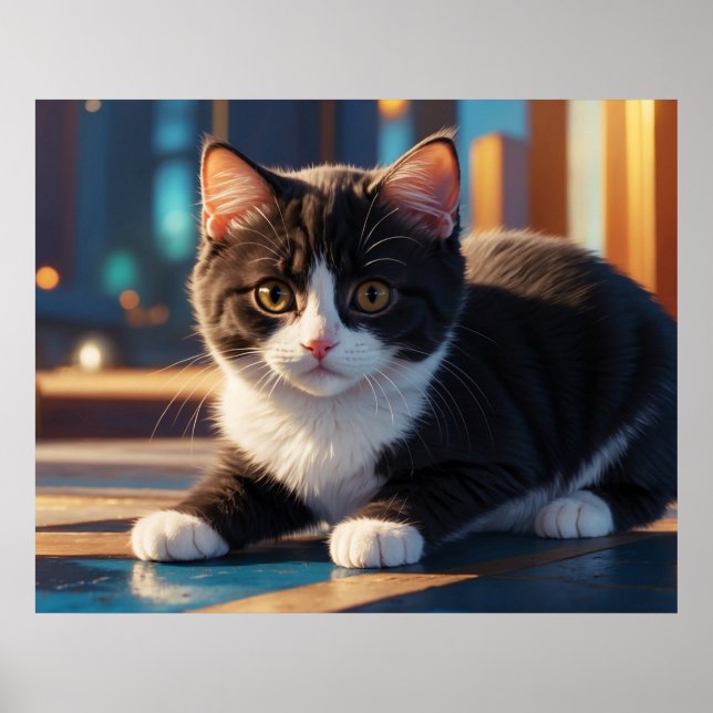 *~* Kattunge 5:4 Kattdjur Kitten Cat Black Tuxedo Poster (Framsidan)