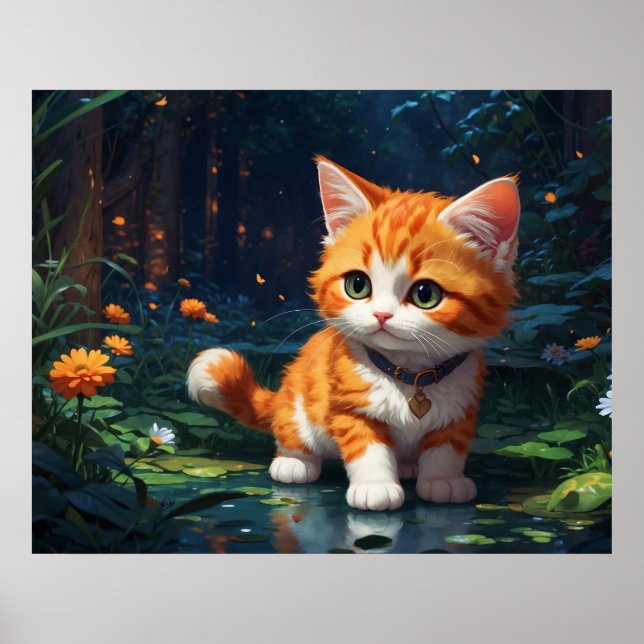 *~* Kattunge 5:4 Kattdjuret Kitten Orange Tabby Poster (Framsidan)