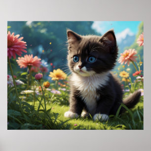 *~* Kattunge 5:4 Kattdjuret Kitten Sweet Tuxedo Poster