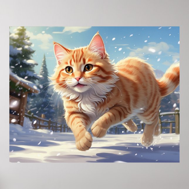 *~* Kattunge 5:4 Kitten Snö spelar AP68 Poster (Framsidan)